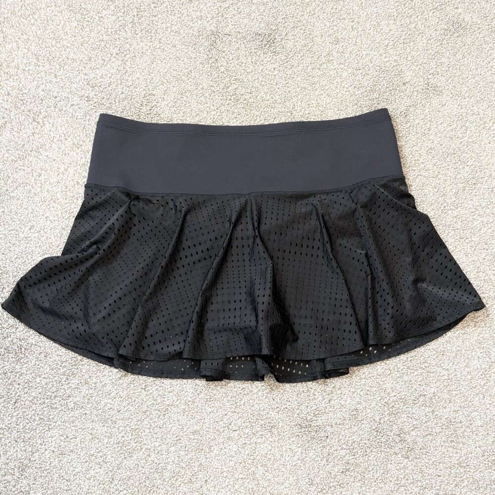 Athleta Black A-Game Perforated 14” Skort with Wide Waistband